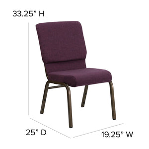 English Elm HERCULES 18.5''W Stacking Church Chair - Comfort, Durability, and Style for Any Event Setting Plum Fabric/Gold Vein Frame FD-CH02185-GV-005-GG