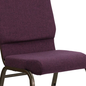 English Elm HERCULES 18.5''W Stacking Church Chair - Comfort, Durability, and Style for Any Event Setting Plum Fabric/Gold Vein Frame FD-CH02185-GV-005-GG