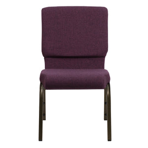 English Elm HERCULES 18.5''W Stacking Church Chair - Comfort, Durability, and Style for Any Event Setting Plum Fabric/Gold Vein Frame FD-CH02185-GV-005-GG