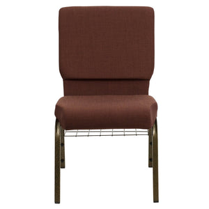 English Elm HERCULES 18.5''W Church Chair with Book Rack - Comfortable Seating for Worship & Events, Durable Design Brown Fabric/Gold Vein Frame FD-CH02185-GV-10355-BAS-GG