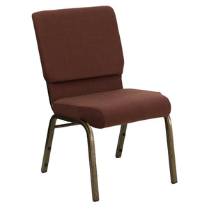 English Elm HERCULES 18.5''W Stacking Church Chair - Comfort, Durability, and Style for Any Event Setting Brown Fabric/Gold Vein Frame FD-CH02185-GV-10355-GG