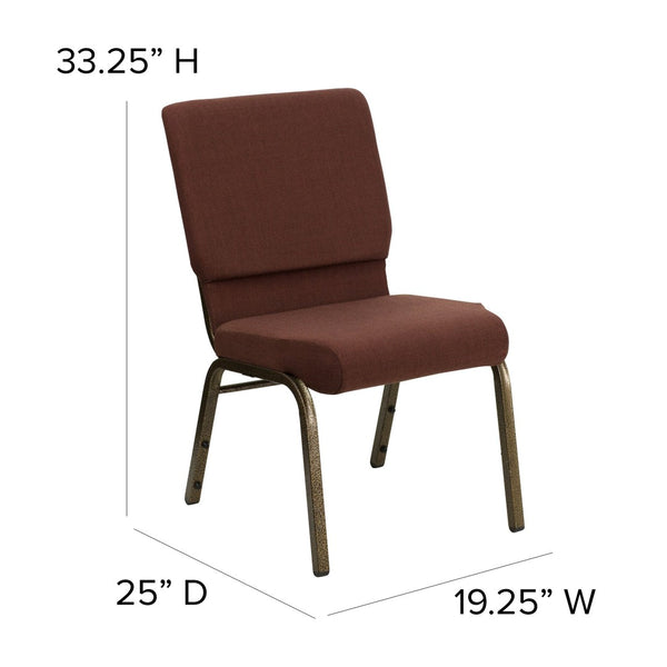 English Elm HERCULES 18.5''W Stacking Church Chair - Comfort, Durability, and Style for Any Event Setting Brown Fabric/Gold Vein Frame FD-CH02185-GV-10355-GG