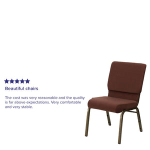 English Elm HERCULES 18.5''W Stacking Church Chair - Comfort, Durability, and Style for Any Event Setting Brown Fabric/Gold Vein Frame FD-CH02185-GV-10355-GG