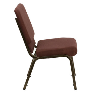 English Elm HERCULES 18.5''W Stacking Church Chair - Comfort, Durability, and Style for Any Event Setting Brown Fabric/Gold Vein Frame FD-CH02185-GV-10355-GG