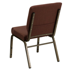 English Elm HERCULES 18.5''W Stacking Church Chair - Comfort, Durability, and Style for Any Event Setting Brown Fabric/Gold Vein Frame FD-CH02185-GV-10355-GG