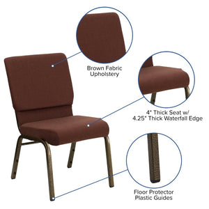 English Elm HERCULES 18.5''W Stacking Church Chair - Comfort, Durability, and Style for Any Event Setting Brown Fabric/Gold Vein Frame FD-CH02185-GV-10355-GG