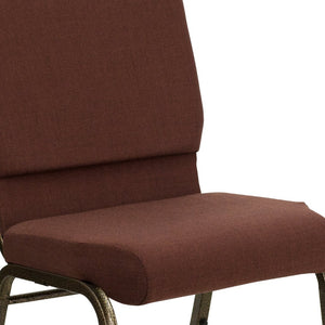 English Elm HERCULES 18.5''W Stacking Church Chair - Comfort, Durability, and Style for Any Event Setting Brown Fabric/Gold Vein Frame FD-CH02185-GV-10355-GG