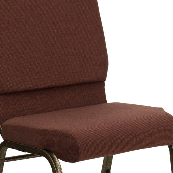 English Elm HERCULES 18.5''W Stacking Church Chair - Comfort, Durability, and Style for Any Event Setting Brown Fabric/Gold Vein Frame FD-CH02185-GV-10355-GG