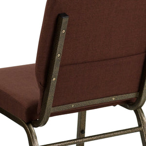 English Elm HERCULES 18.5''W Stacking Church Chair - Comfort, Durability, and Style for Any Event Setting Brown Fabric/Gold Vein Frame FD-CH02185-GV-10355-GG