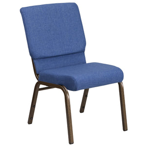 English Elm HERCULES 18.5''W Stacking Church Chair - Comfort, Durability, and Style for Any Event Setting Blue Fabric/Gold Vein Frame FD-CH02185-GV-BLUE-GG