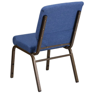 English Elm HERCULES 18.5''W Stacking Church Chair - Comfort, Durability, and Style for Any Event Setting Blue Fabric/Gold Vein Frame FD-CH02185-GV-BLUE-GG