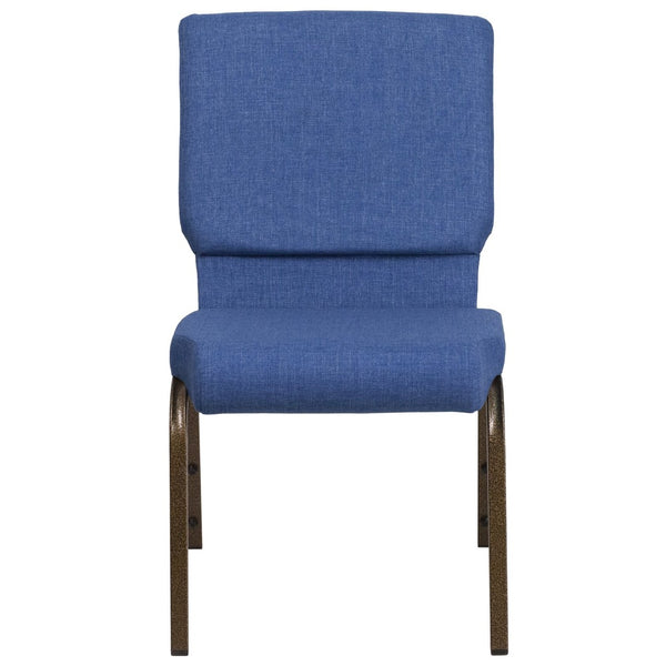 English Elm HERCULES 18.5''W Stacking Church Chair - Comfort, Durability, and Style for Any Event Setting Blue Fabric/Gold Vein Frame FD-CH02185-GV-BLUE-GG