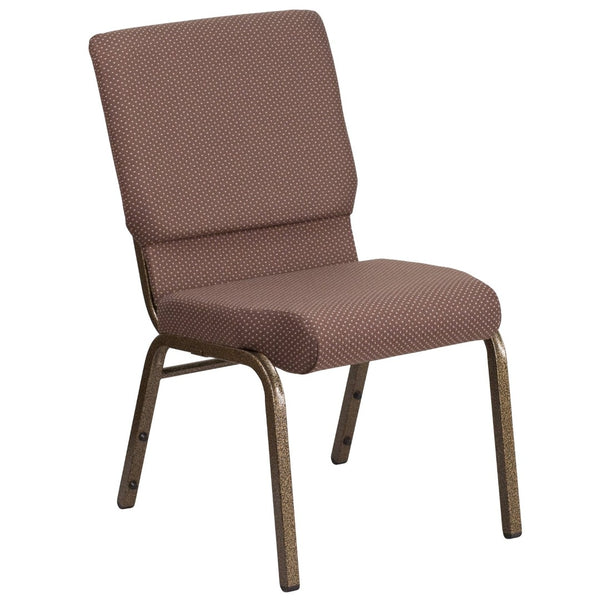 English Elm HERCULES 18.5''W Stacking Church Chair - Comfort, Durability, and Style for Any Event Setting Brown Dot Fabric/Gold Vein Frame FD-CH02185-GV-BNDOT-GG