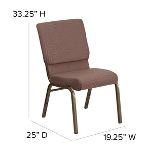 English Elm HERCULES 18.5''W Stacking Church Chair - Comfort, Durability, and Style for Any Event Setting Brown Dot Fabric/Gold Vein Frame FD-CH02185-GV-BNDOT-GG
