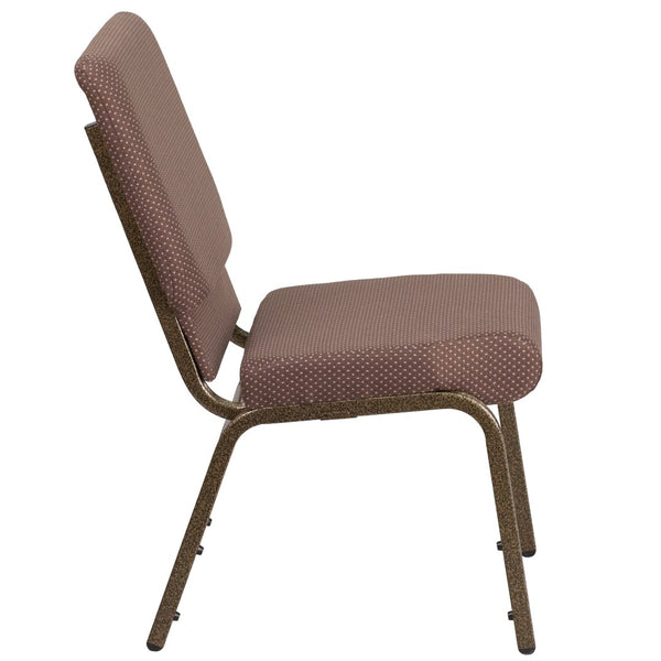 English Elm HERCULES 18.5''W Stacking Church Chair - Comfort, Durability, and Style for Any Event Setting Brown Dot Fabric/Gold Vein Frame FD-CH02185-GV-BNDOT-GG