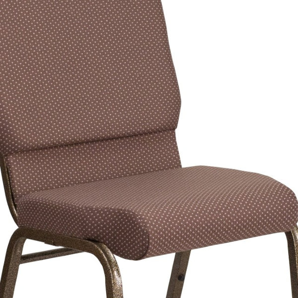 English Elm HERCULES 18.5''W Stacking Church Chair - Comfort, Durability, and Style for Any Event Setting Brown Dot Fabric/Gold Vein Frame FD-CH02185-GV-BNDOT-GG