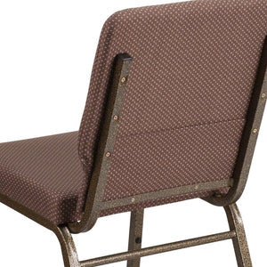 English Elm HERCULES 18.5''W Stacking Church Chair - Comfort, Durability, and Style for Any Event Setting Brown Dot Fabric/Gold Vein Frame FD-CH02185-GV-BNDOT-GG