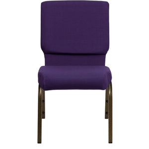 English Elm HERCULES 18.5''W Stacking Church Chair - Comfort, Durability, and Style for Any Event Setting Royal Purple Fabric/Gold Vein Frame FD-CH02185-GV-ROY-GG