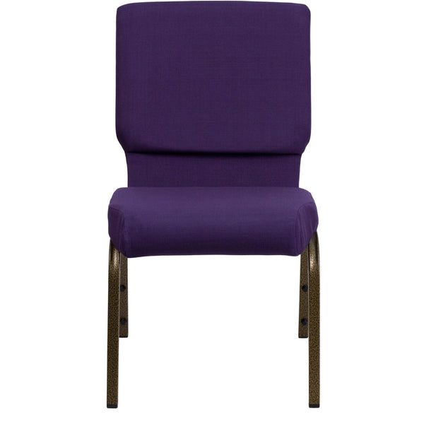 English Elm HERCULES 18.5''W Stacking Church Chair - Comfort, Durability, and Style for Any Event Setting Royal Purple Fabric/Gold Vein Frame FD-CH02185-GV-ROY-GG