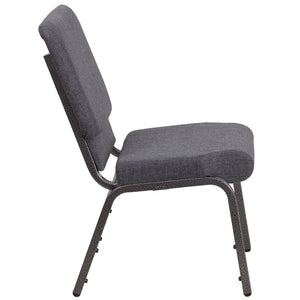 English Elm HERCULES 18.5''W Stacking Church Chair - Comfort, Durability, and Style for Any Event Setting Dark Gray Fabric/Silver Vein Frame FD-CH02185-SV-DKGY-GG
