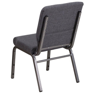 English Elm HERCULES 18.5''W Stacking Church Chair - Comfort, Durability, and Style for Any Event Setting Dark Gray Fabric/Silver Vein Frame FD-CH02185-SV-DKGY-GG