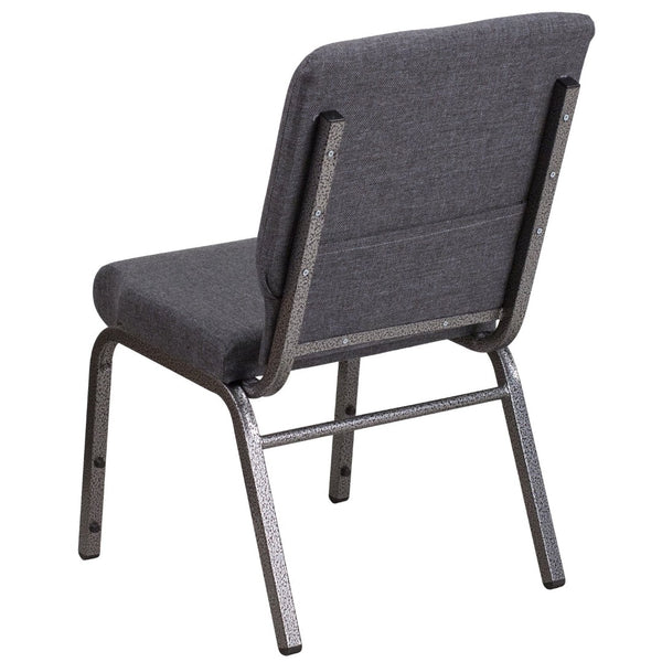 English Elm HERCULES 18.5''W Stacking Church Chair - Comfort, Durability, and Style for Any Event Setting Dark Gray Fabric/Silver Vein Frame FD-CH02185-SV-DKGY-GG