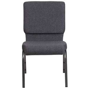 English Elm HERCULES 18.5''W Stacking Church Chair - Comfort, Durability, and Style for Any Event Setting Dark Gray Fabric/Silver Vein Frame FD-CH02185-SV-DKGY-GG