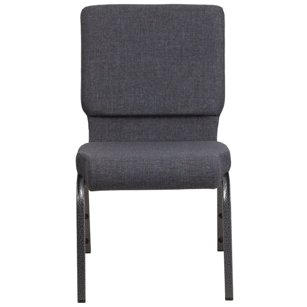 English Elm HERCULES 18.5''W Stacking Church Chair - Comfort, Durability, and Style for Any Event Setting Dark Gray Fabric/Silver Vein Frame FD-CH02185-SV-DKGY-GG