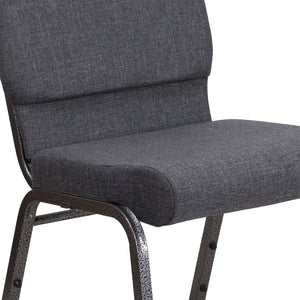 English Elm HERCULES 18.5''W Stacking Church Chair - Comfort, Durability, and Style for Any Event Setting Dark Gray Fabric/Silver Vein Frame FD-CH02185-SV-DKGY-GG
