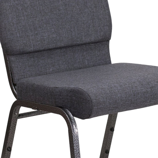 English Elm HERCULES 18.5''W Stacking Church Chair - Comfort, Durability, and Style for Any Event Setting Dark Gray Fabric/Silver Vein Frame FD-CH02185-SV-DKGY-GG