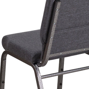 English Elm HERCULES 18.5''W Stacking Church Chair - Comfort, Durability, and Style for Any Event Setting Dark Gray Fabric/Silver Vein Frame FD-CH02185-SV-DKGY-GG