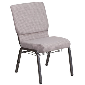 English Elm HERCULES 18.5''W Church Chair with Book Rack - Comfortable Seating for Worship & Events, Durable Design Gray Dot Fabric/Silver Vein Frame FD-CH02185-SV-GYDOT-BAS-GG