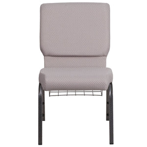 English Elm HERCULES 18.5''W Church Chair with Book Rack - Comfortable Seating for Worship & Events, Durable Design Gray Dot Fabric/Silver Vein Frame FD-CH02185-SV-GYDOT-BAS-GG