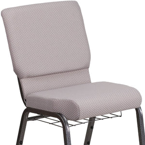 English Elm HERCULES 18.5''W Church Chair with Book Rack - Comfortable Seating for Worship & Events, Durable Design Gray Dot Fabric/Silver Vein Frame FD-CH02185-SV-GYDOT-BAS-GG