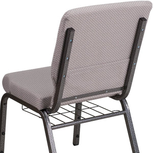 English Elm HERCULES 18.5''W Church Chair with Book Rack - Comfortable Seating for Worship & Events, Durable Design Gray Dot Fabric/Silver Vein Frame FD-CH02185-SV-GYDOT-BAS-GG