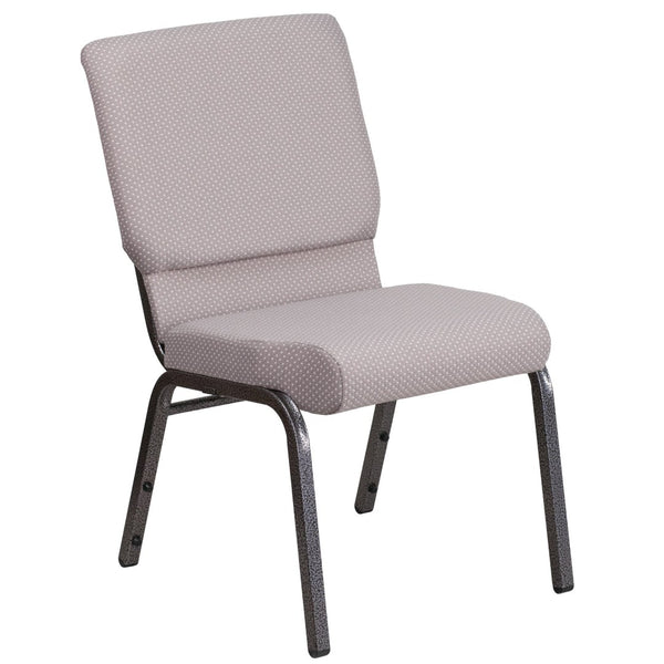 English Elm HERCULES 18.5''W Stacking Church Chair - Comfort, Durability, and Style for Any Event Setting Gray Dot Fabric/Silver Vein Frame FD-CH02185-SV-GYDOT-GG