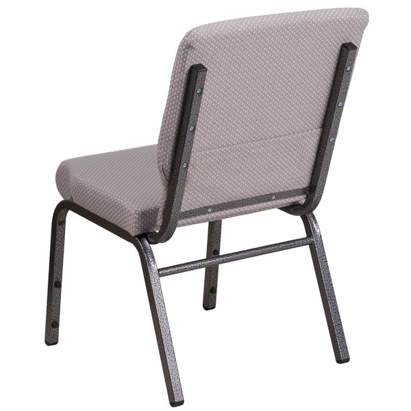 English Elm HERCULES 18.5''W Stacking Church Chair - Comfort, Durability, and Style for Any Event Setting Gray Dot Fabric/Silver Vein Frame FD-CH02185-SV-GYDOT-GG