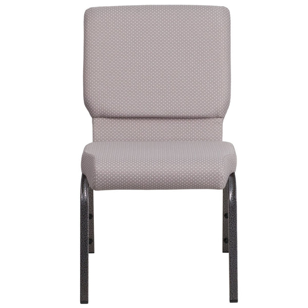 English Elm HERCULES 18.5''W Stacking Church Chair - Comfort, Durability, and Style for Any Event Setting Gray Dot Fabric/Silver Vein Frame FD-CH02185-SV-GYDOT-GG