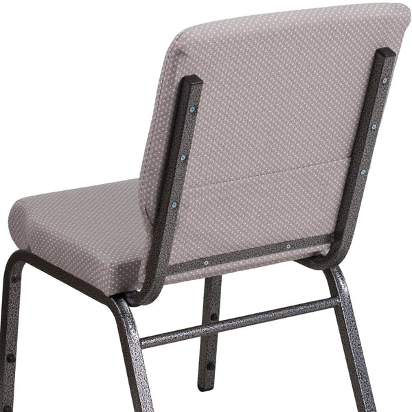 English Elm HERCULES 18.5''W Stacking Church Chair - Comfort, Durability, and Style for Any Event Setting Gray Dot Fabric/Silver Vein Frame FD-CH02185-SV-GYDOT-GG