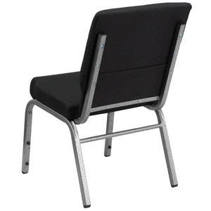 English Elm HERCULES 18.5''W Stacking Church Chair - Comfort, Durability, and Style for Any Event Setting Black Patterned Fabric/Silver Vein Frame FD-CH02185-SV-JP02-GG