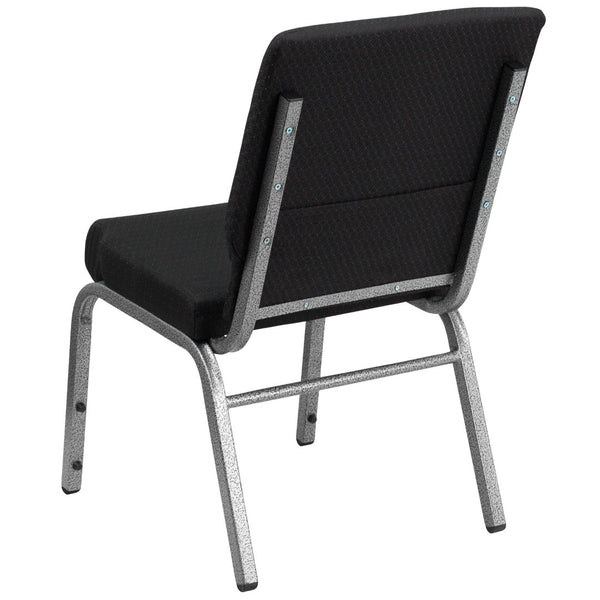 English Elm HERCULES 18.5''W Stacking Church Chair - Comfort, Durability, and Style for Any Event Setting Black Patterned Fabric/Silver Vein Frame FD-CH02185-SV-JP02-GG