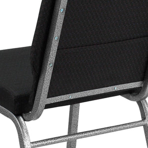 English Elm HERCULES 18.5''W Stacking Church Chair - Comfort, Durability, and Style for Any Event Setting Black Patterned Fabric/Silver Vein Frame FD-CH02185-SV-JP02-GG
