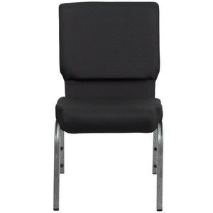 English Elm HERCULES 18.5''W Stacking Church Chair - Comfort, Durability, and Style for Any Event Setting Black Patterned Fabric/Silver Vein Frame FD-CH02185-SV-JP02-GG