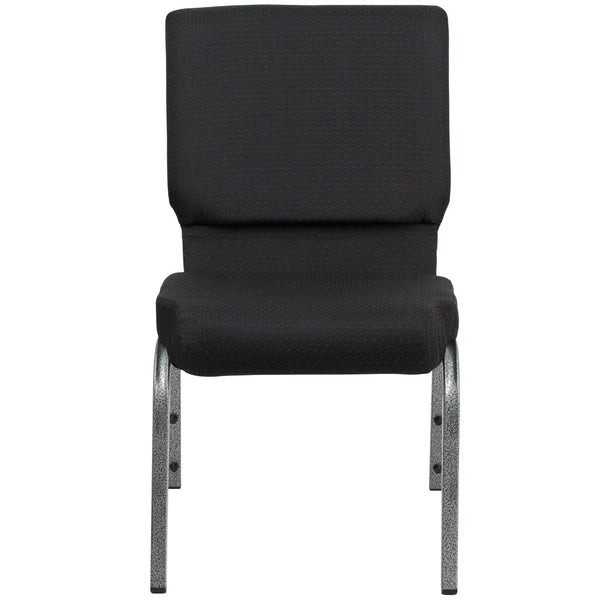 English Elm HERCULES 18.5''W Stacking Church Chair - Comfort, Durability, and Style for Any Event Setting Black Patterned Fabric/Silver Vein Frame FD-CH02185-SV-JP02-GG