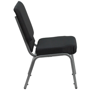English Elm HERCULES 18.5''W Stacking Church Chair - Comfort, Durability, and Style for Any Event Setting Black Patterned Fabric/Silver Vein Frame FD-CH02185-SV-JP02-GG