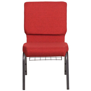 English Elm HERCULES 18.5''W Church Chair with Book Rack - Comfortable Seating for Worship & Events, Durable Design Red Fabric/Silver Vein Frame FD-CH02185-SV-RED-BAS-GG