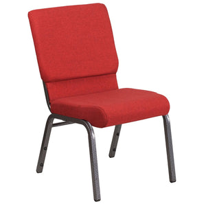English Elm HERCULES 18.5''W Stacking Church Chair - Comfort, Durability, and Style for Any Event Setting Red Fabric/Silver Vein Frame FD-CH02185-SV-RED-GG