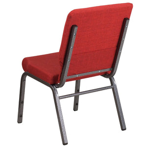 English Elm HERCULES 18.5''W Stacking Church Chair - Comfort, Durability, and Style for Any Event Setting Red Fabric/Silver Vein Frame FD-CH02185-SV-RED-GG