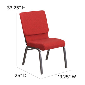 English Elm HERCULES 18.5''W Stacking Church Chair - Comfort, Durability, and Style for Any Event Setting Red Fabric/Silver Vein Frame FD-CH02185-SV-RED-GG