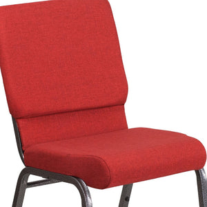 English Elm HERCULES 18.5''W Stacking Church Chair - Comfort, Durability, and Style for Any Event Setting Red Fabric/Silver Vein Frame FD-CH02185-SV-RED-GG